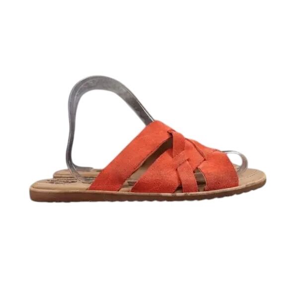 Sorel Shoes Womens 9.5 Sandal Ella Slide Lifestyle Leather Fashion Casual Orange - Picture 1 of 15